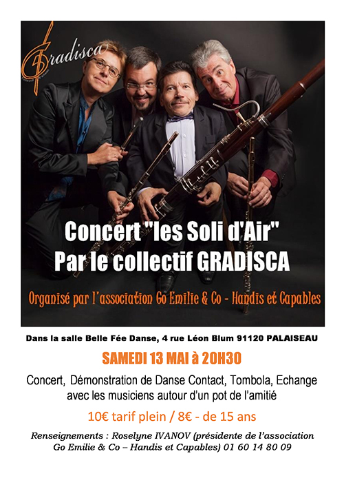 Concert de l’Ensemble Les Soli d’Air au profit de l’Association Go Emilie & Co – Handis et Capables